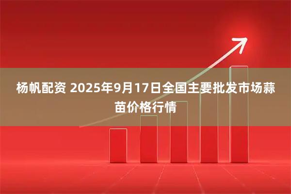 杨帆配资 2025年9月17日全国主要批发市场蒜苗价格行情